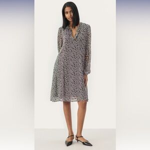 Part Two PiyannaPW Dress Size 34 in Black Mini Grid Flower